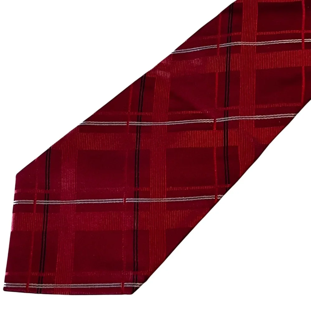Donald J Trump Signature Collection Mens Neck Tie Red 100% Silk Luxury Gold Bar